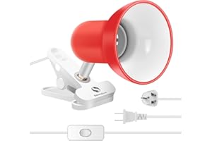 RONG&LAN Clip on lamp,360 ° Rotating Clip Book Light Portable Reading lamp, Clip in The Desk/Table/Double Bed/Cabinet Lighting (Desk lamp,Seven Colors for Your Choice) (Red)