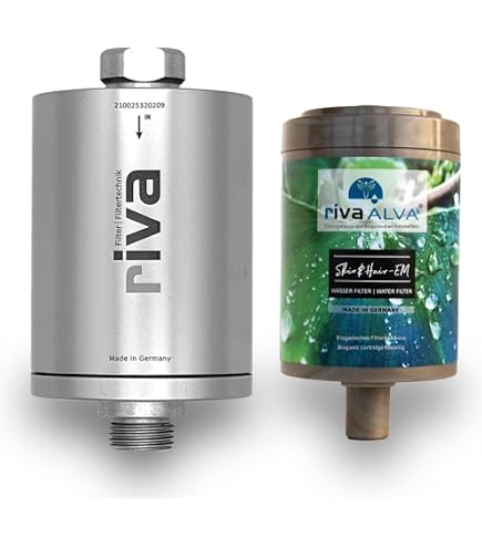 rivaALVA Skin & Hair filtro doccia set di 2 cartucce di ricambio, il carbone attivo a blocchi riduce gli inquinanti come cloro, metalli pesanti, microplastiche, pesticidi