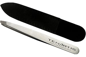 Pince à Épiler Mors Biais Inox avec Etui en Cuir - Tenartis Fabriqué en Italie