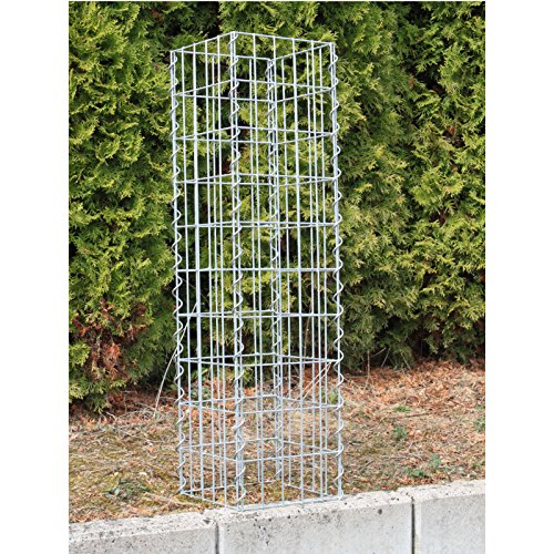 Gabionen Säule eckig, verzinkt, versch. Größen + kostenloser Versand / Steingabionen Steinkorb Gabionen Wand Drahtkorb Mauer Säule Säulen Säule 100,150,200,50 (4 Eck Säule 50 cm) - 2