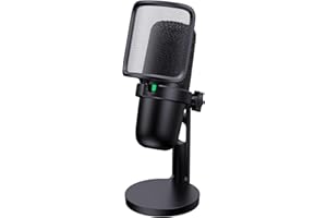 Hbaid Microphone USB, ArctisX Micro PC à condensateur, Ordinateur Portable et Mac, muet Tactile, Micro d'enregistrement pour Diffuser des podcasts de Jeu (Noir Pro)