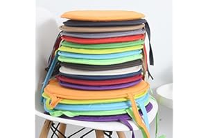 GGOTY Lot de 4 coussins de chaise ronds doux avec attaches pour jardin, maison, cuisine, bureau, intérieur et extérieur (30 x 30 cm, café)