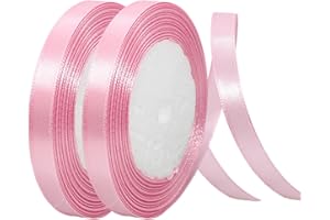 YAYAFUNFUN 44m ruban de Satin Rose Gros 10mm, Nœuds pour Couture, Emballage, Mariage, Voitures, Gâteau, Artisanat de Décoration de la Maison