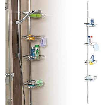 Mensola Telescopica Regolabile Con 2 Cestini E 2 Ripiani - Bianco, Si Estende Fino A 290 Cm - Foto 7