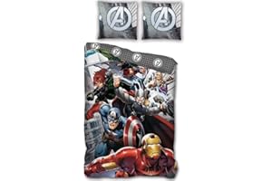 arlis Parure de lit Avengers ou Housse De Couette Avengers Marvel 140 X 200 Cm avec taie d'oreille 63 X 63 Cm (Parure Avengers - 9)