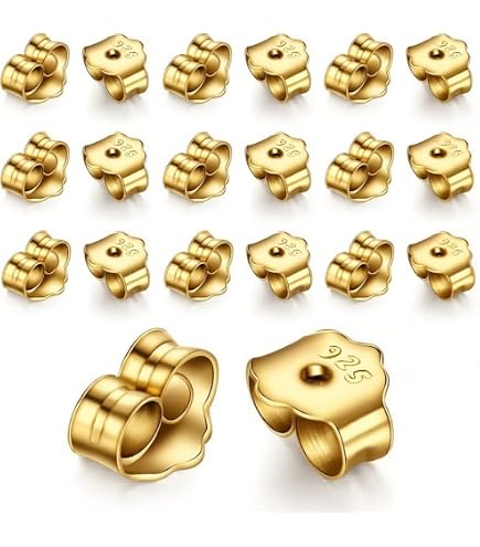 Fondello per orecchini, in silicone oro 18 carati, per borchie/orecchie cadenti, chiusura sicura per orecchini pesanti, senza irritazione, morbido e trasparente, per adulti e bambini