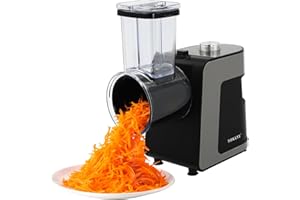 FERMOIRPER 1000 W rallador eléctrico con 10 cuchillas de acero inoxidable, corte de verduras eléctricas para zanahorias, queso, pepino, cebollas (Negro)