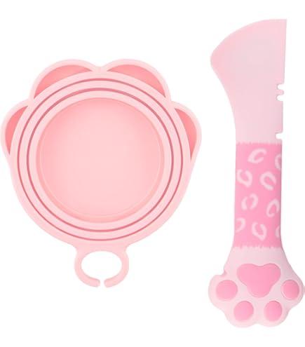 Uqingo Katzenfutter Dosendeckel 2-tlg + Löffel - Pfotenform Design