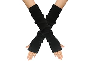 Suxgumoe Fingerlose Handschuhe Damen, Lange Winter Damen Armstulpen, Strick Pulswärmer mit Daumenloch Gestrickte Armwärmer für Damen Mädche