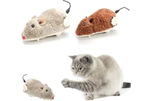 Washranp Cats Dog Playing,Pet Dog Cat Plush Funny Toy Mouse Animal Clockwork Wind Up Running Play Gift for Cat or Small Dog Random Color
