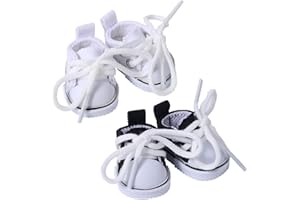 Lyreh 2 Paires Mini-Chaussures Poupée, Adorables Mini-Chaussures Toile Baskets Toile Qualité Supérieure Accessoires Amusants pour Vêtements Poupée (Noir, Blanc)