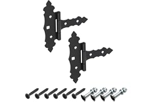 BRESKO Kreuzgehänge dekorativ Ladenband Scharnier T Bänder Torband Türbänder verzinkt 2er Set mit Schrauben (Schwarz, 75x35x130 mm)