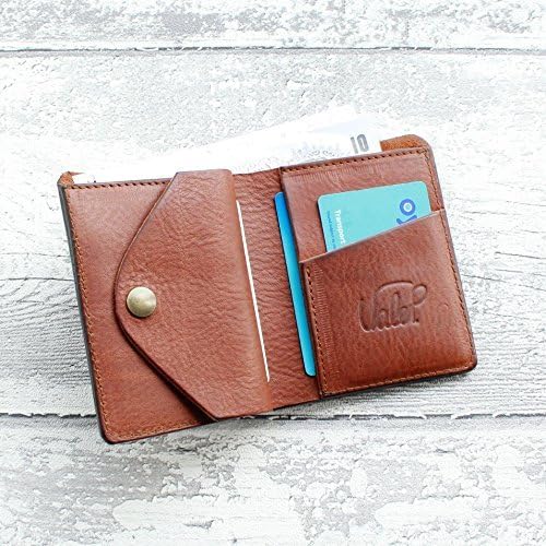 Leather wallet for men in veg/chrome tan leather RUSSET colour