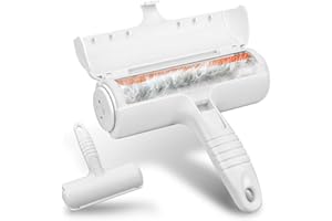 USION Pet Hair Remover Roller For Furniture Reusable,Dog Cat Fur Remover Brush One Hand Operation, Self-Cleaning Lint Removel Animal Fur Collector from Carpets, Sofa, Bedding and More(White)