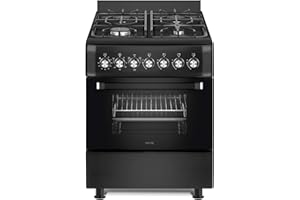 HYE Freestanding Gas Cooker 60cm with 62L Electric Oven, 4 Gas Burners, Timer, Child Lock, Accessories, Adjustable Alarm, Easy Controls & Modern Design for Everyday Cooking – C01FS60G17