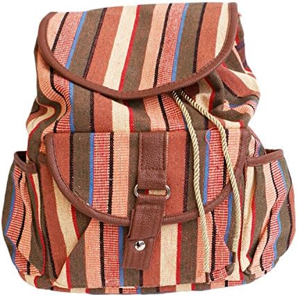 PARIELLA TM Casual Stripe Ethnic Festival Rucksack Backpack School College Shoulder Bag Daypack-RUST