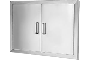 SucceBuy BBQ Portes Double en Acier Inoxydable Verticale Porte d'accès Porte D'armoires De Cuisine
