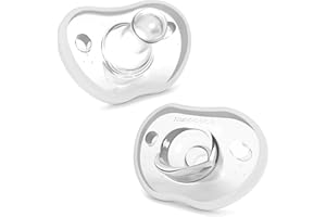 NANOBÉBÉ Nanobebe Baby Soothers 0-3 Month - Orthodontic, Curves Comfortably with Face Contour, Award Winning for Breastfeeding Babies, 100% Silicone - BPA Free. Perfect Baby Gift 2pk, White