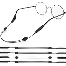 Lot De 4 Cordons à Lunettes Noirs Réglables 70 Cm - Avec 1 Chiffon Microfibre - Pour Lunettes De Soleil, De Vue - Anti-chute - 4