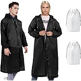KoMico 2 Pack EVA Rain Poncho Waterproof, Reusable Clear Poncho Waterproof Adult Raincoat Jacket with Hood and Bag, Portable 