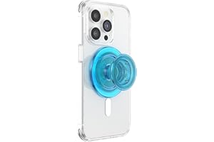 PopSockets Uchwyt do telefonu kompatybilny z MagSafe, pierścień adaptera do MagSafe w zestawie, uchwyt na telefon, kompatybilny z bezprzewodowym ładowaniem - elektryczny niebieski półprzezroczysty