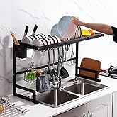 Homero Adjustable Over Sink Dish Drying Rack | Multipurpose Kitchen Sink Organizer with Plate Holder, Cup Stand, Knife Holder