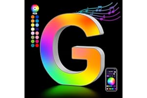 KANGTAIXIN Lettere Luminoso con USB, APP Controllo Luci LED di Lettera Alfabeto, Figura a Cuore con Luce Colorate RGB per Decorazione e Atmosfera, Luci Notturne Scrivania, Compleanni, Matrimoni, Vetrine - G
