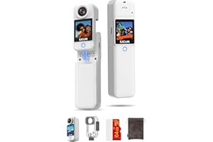 SJCAM C300 4K Vlogging camera for Youtube Handheld Action Camera,7Hour Power,170° Wide FOV Video Recording,6-Axis Stabilization,Dual-Touch Screen Body Camera,30M Waterproof,WHite 64G card