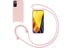 GoodcAcy Handykette Handyhülle für Xiaomi Mi Poco M3 PRO,Smartphone Necklace Hülle mit Band Schutzhülle mit Kette zum umhängen Halskette Flüssig Silikon Case für Xiaomi Redmi Note 10 5G,Pink