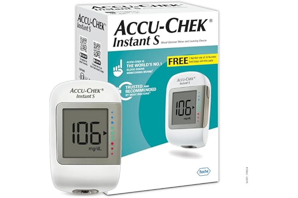 Accu-Chek Instant S Blood Glucose Glucometer Kit with Vial of 10 Strips, 10 Lancets and a Lancing device FREE for Accurate Bl
