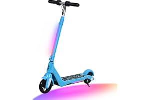 E-NOROYAVN Trottinette Electrique Enfant 6 a 12 Ans, Lumières Arc-en-Ciel Colorées, Charge Max 50 Kg,Autonomie de 8 km, Affichage LED, Vitesse et Hauteur Réglables, Trottinette Electrique pour Enfants