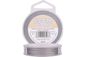 BENECREAT 36m 0.6mm 7-Strang Nylonbeschichteter Schmuck Schmuckdraht Tiger Schwanz Schmuckdraht für Halsketten Armbänder Ring, Hellgrau