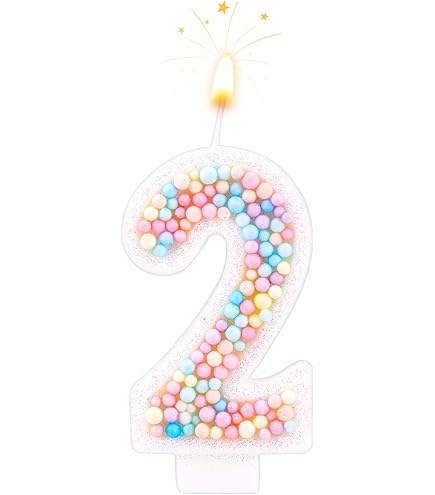 Bougie Chiffre Anniversaire Cerise Rose Avec Paillettes - N°3 - Décoration Fête Baby Shower Thème