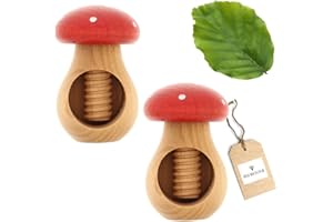 ‎HOFMEISTER HOLZWAREN 2X HOFMEISTER® Nussknacker Fliegen-Pilz, Buchen-Holz, Handarbeit aus Europa, knackt einfach Jede Nuss, ideal für Senioren, 10 x 6,5 x 6,5 cm