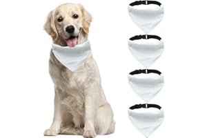 HACRAHO Collar bandana para perro, 4 bandanas de sublimación en blanco para perros con hebilla ajustable, bufandas triangulares de poliéster para perros grandes, XL