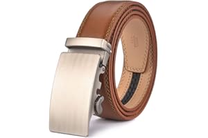 Nelbons Cintura in pelle da uomo con fibbia Cintura a cricchetto moda 35 mm 1 3/8" larghezza