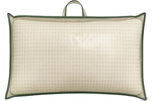 GEF + MEDICA Custodia Porta Cuscino 81x51 cm con Zip – Manico in TNT – Busta Salvaspazio per Cuscini, Trapunte o Biancheria – Colore Panna con bordo verde (2 pz)