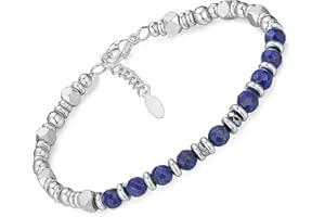 SAGA GIOIELLI® Bracciale Uomo Pietre Dure Quadrelli Acciaio