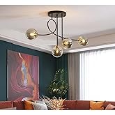 Fer Avize JADE Modern Globe Camlı Siyah Kasa F&uuml;me Camlı Salon - Mutfak - Yatak Odası 4 l&uuml; Avize