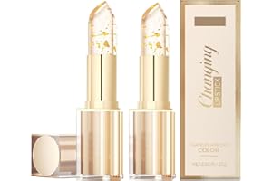 MAGGIDEA 2Pcs Colour Changing Lipstick, PH Adjusting Clear Lip Stick with Gold Foil, Transfer Proof, Long Lasting, Moisturizing Lip Balm, Glossy Shine, 24H Hydrating, Temperature Sensitive Lipsticks for Women