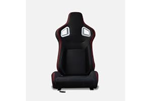 M MODAUTO Asiento Deportivo Coche, Semibaquet Ajustable, de Tela, con Ríeles incluidos, Conductor y Pasajero, Universal para Coche y Simulador de Conducción, Modelo N780R, Negro