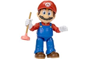 THE SUPER MARIO BROS. MOVIE Nintendo Super Mario - Figura Mario Bros de 13 cm Totalmente Articulada - Juguete Mario con hasta 16 Puntos de Articulación - Juguete Finamente Detallado con Ojos de Cristal - Juguetes Niños 3 Años +