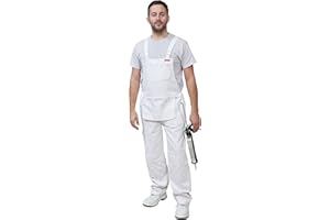 ProDec Lätzchen und Träger Maler-Overall für Männer & Frauen Arbeitskleidung, 100% saugfähige Baumwolle Bohrer, weiß Malerei Overalls, Dekorateure Männer & Frauen Latzhose, Maler Tasche