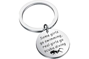 AKTAP Scuba Diving Gift Scuba Diver Underwater Explorer Crew Keychain Real Girls Go Scuba Diving Key Ring for Snorkeler Extreme Sports Jewelry
