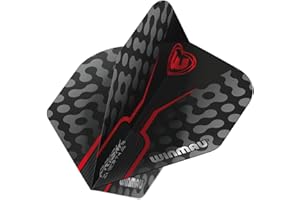 WINMAU Prism Zeta Black, Grey & Red Extra Thick Dart Flights - 1 Set per Pack (3 Flights in Total)