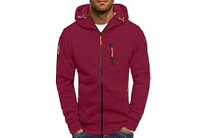 ZYPAINIY Sudadera con Capucha Decorada con Cremallera y Suéter de Color Sólido Slim Fit para Hombre Chaqueta Sudadera Casual con Capucha y Cremallera Elegante para Hombre