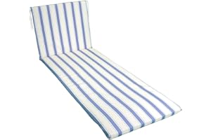 GHIOCUSCINI | Cuscino per Lettino Mare, RIGATO NIZZA in Tessuto Cotone/Poliestere, Sfoderabile, 52 + 130 x 57 cm, Alto 4 cm, Made in Italy