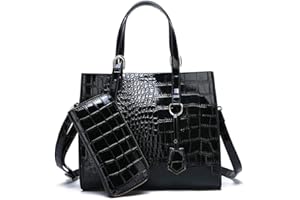 AINUOEY Mujer Bolsos de Mano Casual Bandolera Marca Mediano Totes Antirrobo Hombro Italianos PU Cuero 76673 2 piezas