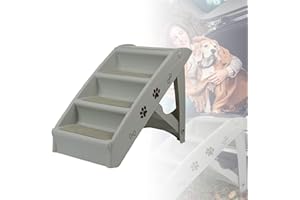 ACXIN Escalier pliable pour chien et chat, à 4 marches, avec marches antidérapantes, jusqu'à 75 kg, pour lit ou canapé, gris