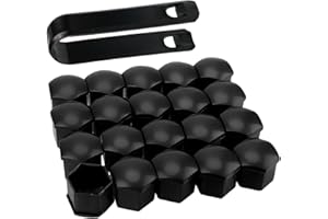 AYHYHLJZJ 20 pcs Capuchon d'écrou de Roue 19mm, Cache Ecrou Roue Voiture Universel, Capuchons de Boulon de Roue en Plastique ABS, Cache Ecrou 19mm avec Outil de Démontage pour la Plupart des Véhicules (Noir)